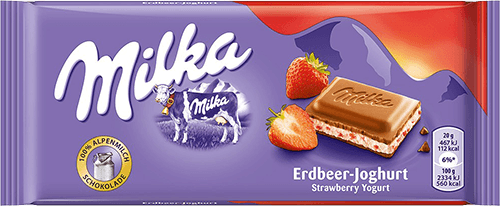 Milka - Milk Chocolate with Strawberry and Yogurt Filling 100g